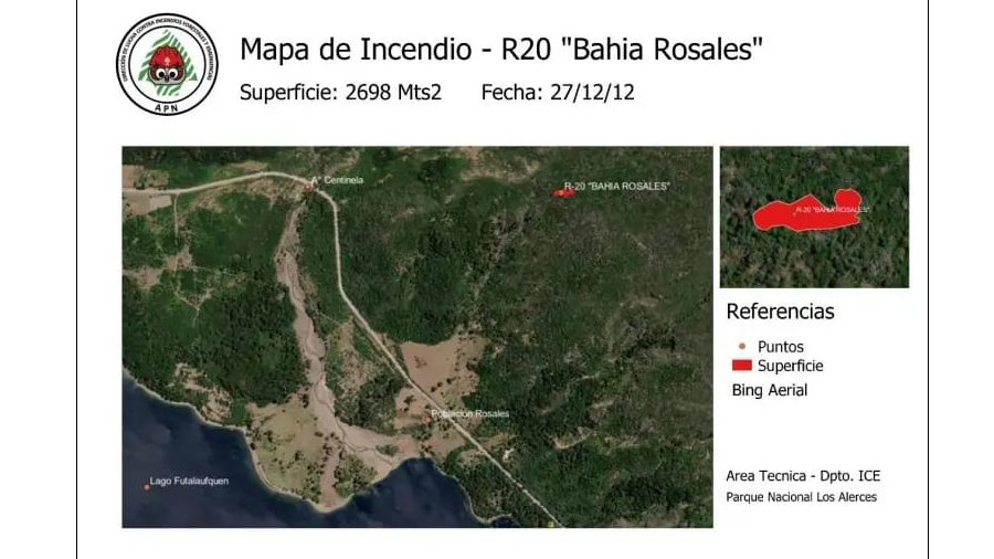 Superficie Afectada 2698 Mts2  (Imágenes con Dron – Dpto – ICE – PN Los Alerces).